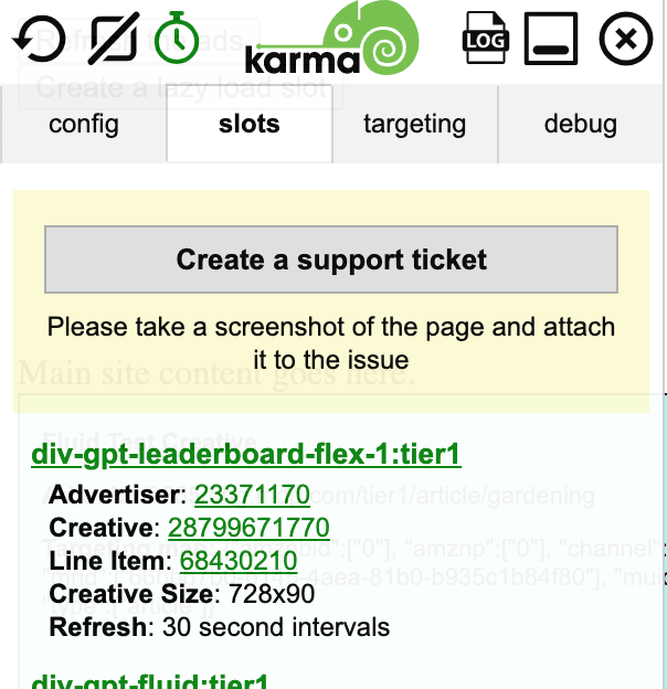 screenshot of KARMA bookmarklet with email button visible